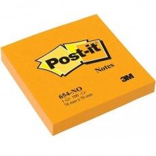 Post-it® 654NO Not, Neon Turuncu, 100 Yaprak, 76x76mm 6'Lı Karton PEFC