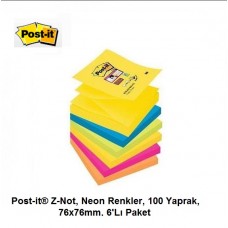 Post-it® R-330-NR Z-Not, Neon Renkler, 100 yaprak, 76x76mm ,6'Lı paket