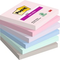 Post-it® 654-6SS-SOUL Süper Yapışkan Notlar, Soulful Renk Koleksiyonu, Assorti Renkler, 76 mm x 76 mm, 6 Renk, 90 Yaprak