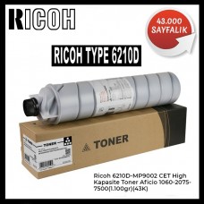 Ricoh Type 6210D Siyah MUADİL Yüksek Kapasiteli CET Toner 43000 Sayfa 1100 Gr. / Aficio 1060, 2075, 7500, 6210D, MP9002