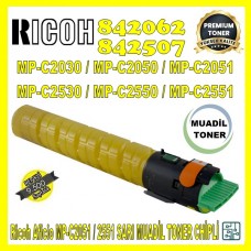 RICOH 842062 Sarı Premium Muadil Toner 9500 Sayfa (842507) / MP-C2030, MP-C2050, MP-C2051, MP-C2530, MP-C2550, MP-C2551