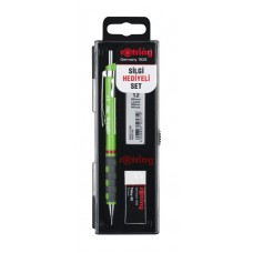 Rotring RO-KK07-05-KYESIL TIKKY Mekanik Kurşun Kalem, Min, Silgi 3'Lü Okul Seti- 0.5 Koyu Yeşil