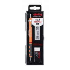 Rotring RO-KK07-05-NTURUNC TIKKY Mekanik Kurşun Kalem, Min, Silgi 3'Lü Okul Seti- 0.5 Neon Turuncu