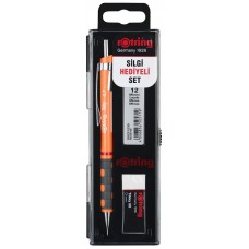 Rotring Tikky RO-KK07-07 Neon Turuncu Mekanik Kurşun Kalem, Min, Silgi 3'Lü Okul Seti- 0.7 