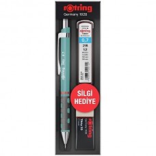 Rotring RO-KK07-07-Opal Mavisi Tikky 0.7 Mekanik Kurşun Kalem, Min, Silgi 3'Lü Okul Seti