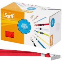 SARFF 15311203 Metal Klipsli Kart Askı İpi Kırmızı 50'Li 