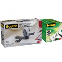 Scotch® Clip & Twist C19 (klipsli ve dönebilen) Bant Kesici, Kömür Grisi + 4  Scotch®  Magic™ Bant