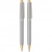 Scrikss Venus 722W Gold Krom Tükenmez - Mekanik Kurşun Kalem İkili Set Balıksırtı Desenli T00SAGG722WGKA
