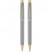 Scrikss Venus 722W Gold Krom Tükenmez - Mekanik Kurşun Kalem İkili Set Balıksırtı Desenli T00SAGG722WGKA