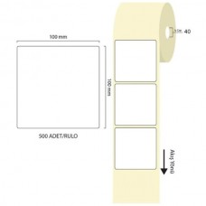 TANEX 100x100mm Eko Termal Etiket Tekli 40mm Çap (500 Adet/Rulo)