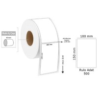 TANEX 100x150mm Eko Termal Etiket Tekli 40mm Çap (500 Adet/Rulo)