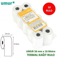 UMUR 35124375 Termal Rulosu 56mm x 16 Mt. Poşetli 48 Gr./m2 UMUR 35124375 Termal Rulosu 56mm x 16 Mt. Poşetli 48 Gr./m2