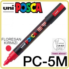 Uni PC-5M Floresan Kırmızı POSCA 1.8-2.5mm Su Bazlı Poster Markörü