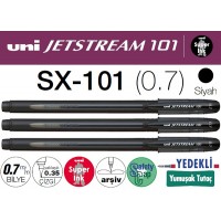 Uniball SX-101 (07)/3P S JETSTREAM 0.7 Mürekkepli Roller Hızlı Yazı Kalemi Siyah 3'Lü Set 