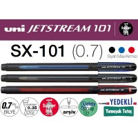Uniball SX-101 (07)/3P S-M-K JETSTREAM 0.7 Mürekkepli Roller Hızlı Yazı Kalemi Siyah / Mavi / Kırmızı 3'Lü Set 