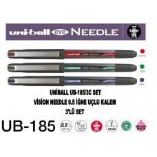Uniball UB-185/3C Set Vision Needle 0.5 İğne Uçlu Kalem 3'Lü Set 