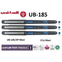 Uniball UB-185/3P Mavi Vision Needle 0.5 İğne Uçlu Kalem 3'Lü Set 