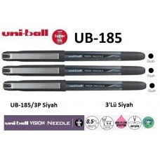 Uniball UB-185/3P Siyah Vision Needle 0.5 İğne Uçlu Kalem 3'Lü Set 