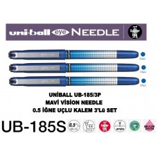 Uniball UB-185S/3P Mavi Eye Needle 0.5 İğne Uçlu Kalem 3'Lü Set