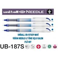 Uniball UB-187S/3P Mavi Eye Needle 0.7 İğne Uçlu Kalem 3'Lü Set