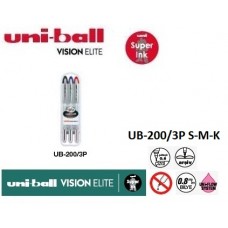 Uniball UB-200 Vision Elite 0.8 Roller Kalem 3'Lü Set UB-200/3P S-M-K