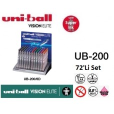 Uniball UB-200 Vision Elite 0.8 Roller Kalem 72'Li Set