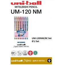 Uniball UM-120NM/8C Signo Noble Metal 0.8 Jel Kalem 8'Li Set Uniball UM-120NM/8C Signo Noble Metal 0.8 Jel Kalem 8'Li Set