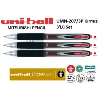 Uniball UMN-207/3P Kırmızı Signo 0.7 Mekanik Jel Kalem 3'Lü Set Uniball UMN-207/3P Kırmızı Signo 0.7 Mekanik Jel Kalem 3'Lü Set