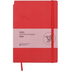 VICTORIA'S JOURNALS VJ-124-1430 Kuka A5 (14x21) Haftalık Ajanda Esnek Kapak Ivory 80 Gr. 160 Yaprak Lastikli Cepli Kalem Yeri Renkli Kenar