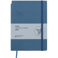 VICTORIA'S JOURNALS VJ-124-1439 Kuka A5 (14x21) Haftalık Ajanda Esnek Kapak Ivory 80 Gr. 160 Yaprak Lastikli Cepli Kalem Yeri Renkli Kenar