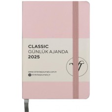 VICTORIA'S JOURNALS VJ-124-1489 Classic A6 (9x14) Günlük Ajanda Sert Kapak Ivory 70 Gr. 384 Yaprak Lastikli Cepli