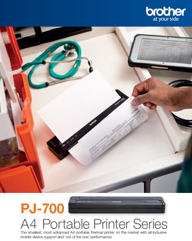 Brother PJ-722 Mobil Termal Yazıcı A4 USB Bağlantılı 200 Dpi